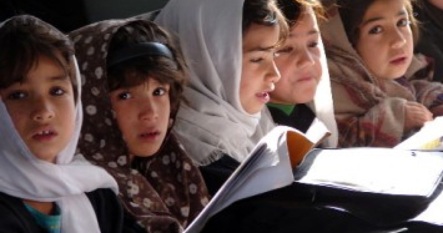 Girls in class in Afghanistan.